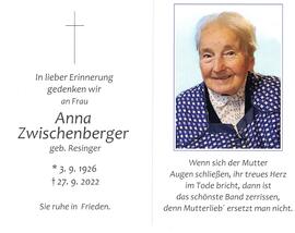 Anna Zwischenberger, geb. Resinger