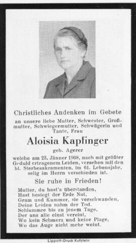 Aloisia Kapfinger geb Agerer 23 01 1968