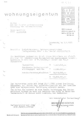 Schlussabrechnung Wohnbauförderung Bau Altersheim Roßbachweg 1975