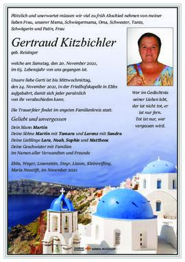 Gertraud Kitzbichler geb Reisinger 20 11 2021