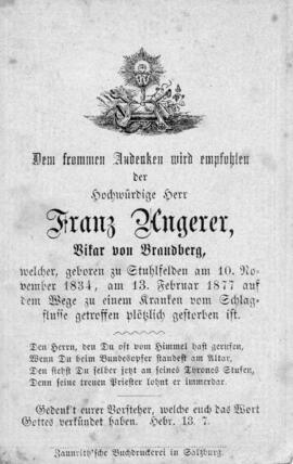 Pfarrer Franz Angerer Vikar von Brandberg 13 02 1877