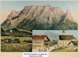 Kolorierte Postkarte von Ebbs mit Ankerhaus und Kirche um 1930