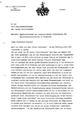 Georg Anker wird Bezirkschronist - Prof Kirchmaier übergibt 1997