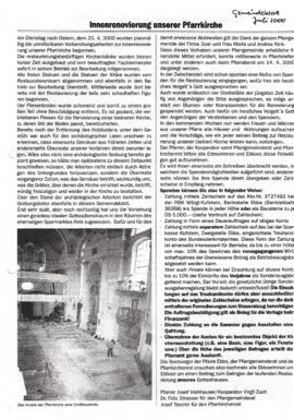 Kirchenrenovierung innen Ebbs Bericht im Gemeindeblatt Georg Anker Juli 2000