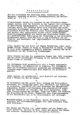 Hausordnung Altersheim Ebbs ca. 1965
