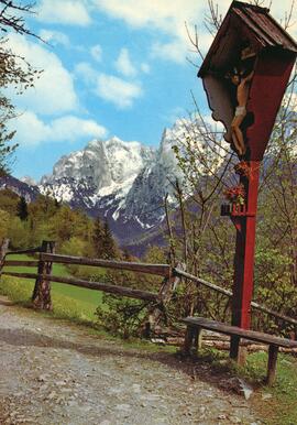 Postkarte Ebbs Wegkreuz Kaisertal Frühling