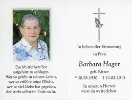 Barbara Hager geb Ritzer Moar 23 02 2015
