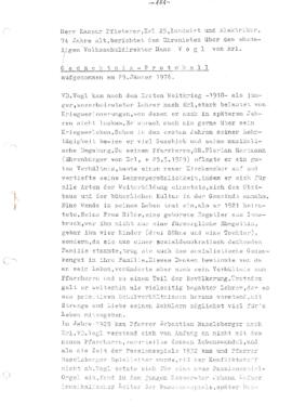 Vogl Hans Erl - Widerstandskämpfer 2. Weltkrieg Protokoll Kaspar Pfisterer