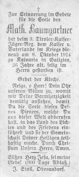 Matthias Baumgartner 08 10 1914
