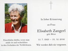 Elisabeth Zangerl geb Bleier 31 12 2016