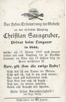 Christian Sausgruber Lengauer 17 01 1906
