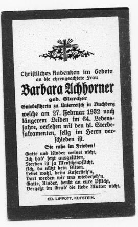 Barbara Achorner geb Glarcher Unterreisch 27 02 1932