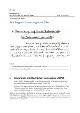 Berger Ada Erinnerungen an Ebbs Aufsatz Bergwanderung