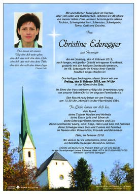Christine Ederegger geb Ausweger 04 02 2018