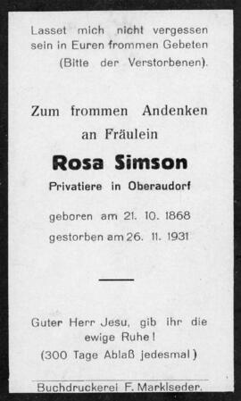Rosa Simson Oberaudorf 26 11 1931
