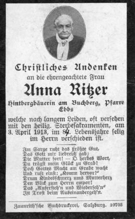 Anna Ritzer Hintberg 03 04 1913