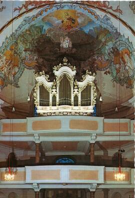 Postkarte Ebbs Kirche innen Orgel und Empore