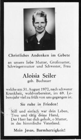 Aloisia Seiler geb Buchauer 31 08 1970