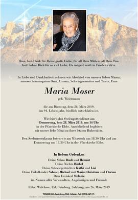 Maria Moser geb Weiermann 26 03 2019