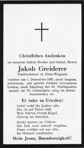 Jakob Greiderer Tischler Wagrain 01 12 1967