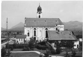 Ebbs Blick von Hauptschule auf Kirche ca 1980