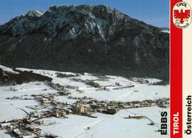 Postkarte 03 Ebbs Winter Luftbild gegen Kaisergebirge