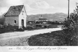 Postkarte Ebbs Gießenkapelle abgerissen Blick zur Kirche ca 1900