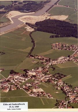 Flugaufnahme Bau Innkraftwerk Ebbs und Jennbach 15 08 1989