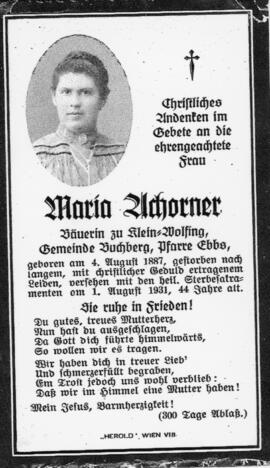 Maria Achorner Kleinwolfing 01 08 1931