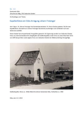 Kapellen in Ebbs Fotobericht Johann Freisinger