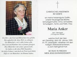 Maria Anker geb Ederegger Fuchsgrub 26 01 1999