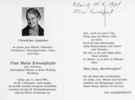 Maria Schwaighofer geb Achorner Kleinwolfing 12 04 1981
