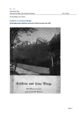 Kufstein und seine Berge von Lorenz Blattl 1937  (insbesondere Kaisertal)