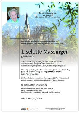 Liselotte Massinger geb kabosch 17 07 2017