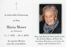 Maria Moser geb Weisermann 26 03 2019
