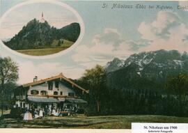 Gasthaus St Nikolaus in Ebbs Buchberg kolorierte Fotografie um 1900