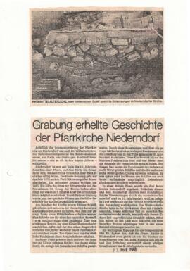 Grabung Pfarrkirche Niederndorf Zeitungsbericht 27 04 1988