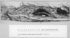 Rezessionskarte Inn Verarchung erste bekannte Abbildung des Dorf Ebbs 1548