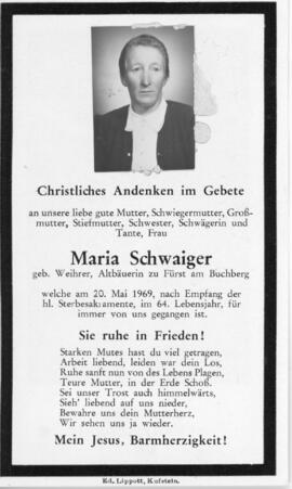 Maria Schwaiger geb Weihrer Fürst 20 05 1969