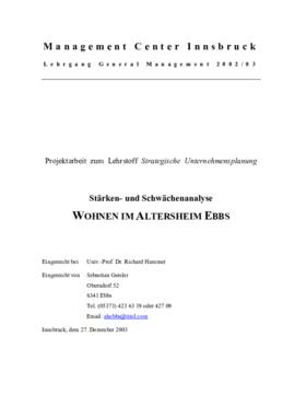 Altersheim Ebbs - Stärken-Schwäche-Analyse - Sebastian Geisler