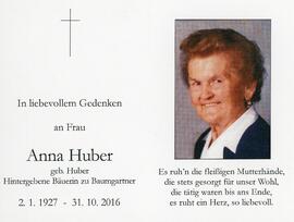 Anna Huber geb Huber Baumgartner 31 10 2016