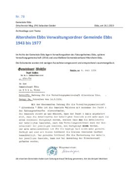 Altersheim Ebbs Verwaltungsordner bei Gemeinde Ebbs 1943 - 1977