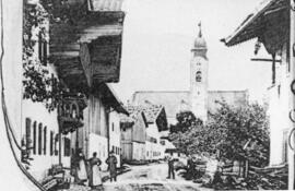 Postkarte Ebbs Unteres Dorf Richtung Kirche ca 1900