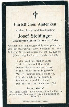 Josef Steidinger Wagnermeister 25 02 1909