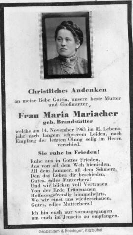 Maria Mariacher geb Brandstätter 14 11 1963