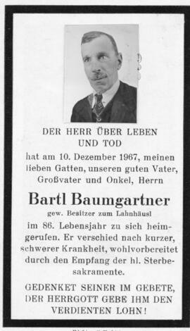 Bartholomäus Baumgarter Bartl Lahnhäusl 10 12 1967