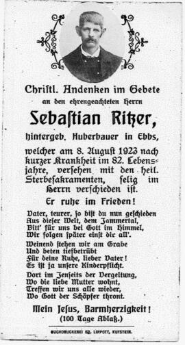Sebastian Ritzer Huber 08 08 1923