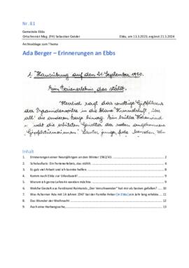 Berger Ada Erinnerungen an Ebbs Schulaufsätze