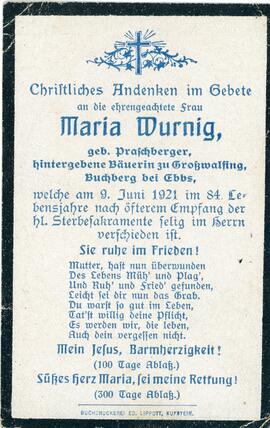 Maria Wurnig Großwolfing 09 06 1921