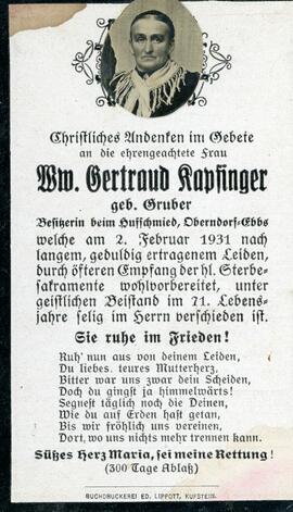Gertraud Kapfinger geb Gruber Huafschmied 02 02 1931